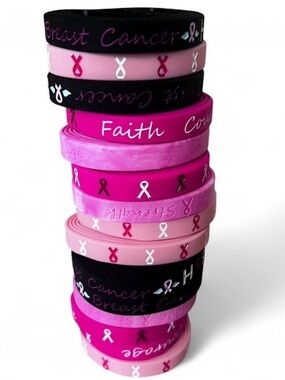 New women’s unisex breast cancer, rubber bracelets bundle